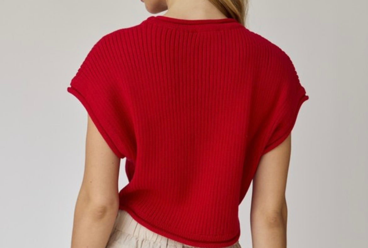 Red Knit Top